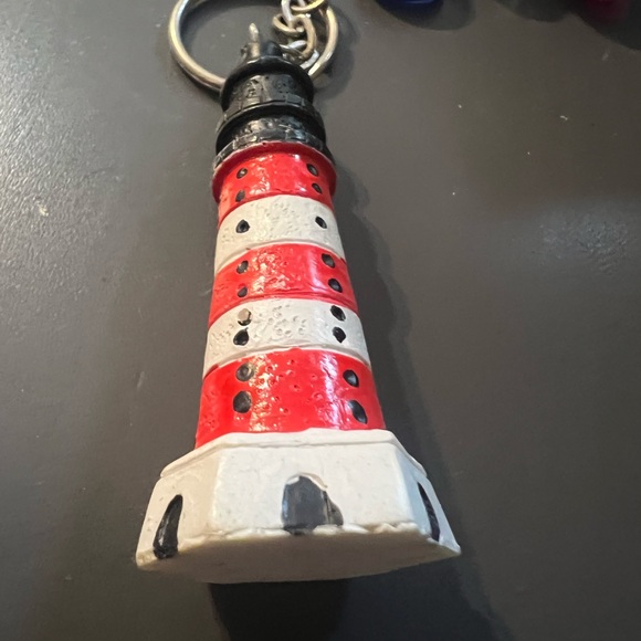 Lighthouse Tower Key Chain, 3” Tall, 1.5” Wide, White, Black And Red. - Picture 5 of 5